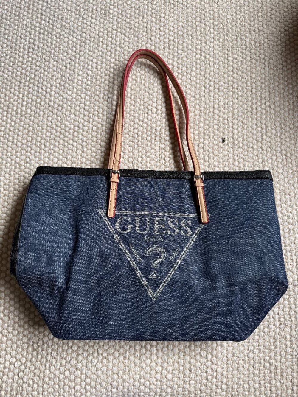 GUESS | Denim Y2K Logo Large Shoulder Tote Bag